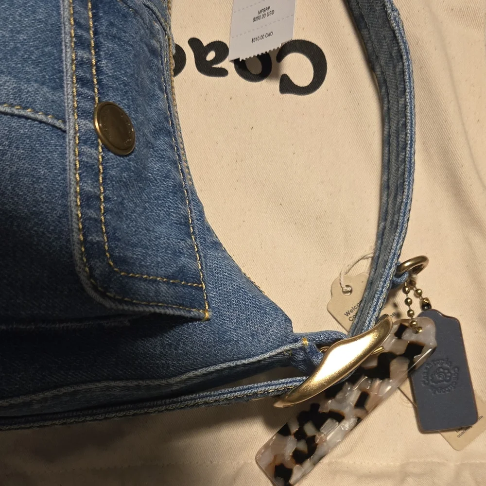 NWT Coachtopia Coach Denim Cargo Shoulder Bag - Picture 5 of 5